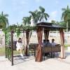 Picture of Aluminium Garden Gazebo with Thatched Roof and Pergola for Terrace, Balcony and Courtyard