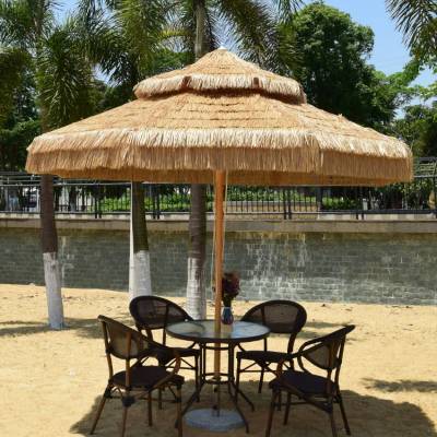 Outdoor Thatch Umbrella, Faux Straw Centre Pole Commercial Patio Umbrella for Hotels