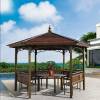 Picture of Hexagonal New Chinese Style Outdoor Gazebo, Garden Rooftop Sun and Rain Shelter