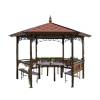 Picture of Hexagonal New Chinese Style Outdoor Gazebo, Garden Rooftop Sun and Rain Shelter