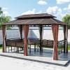 Picture of Outdoor Gazebo with Swing Set, Leisure Landscape Pavilion for Garden and Terrace
