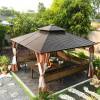 Picture of Four-Post Gazebo with Galvanised Steel Roof, Villa Garden Terrace Sun and Rain Shelter