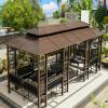 Picture of Outdoor Gazebo with Swing Set, Leisure Landscape Pavilion for Garden and Terrace