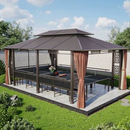 Picture of Chinese Style Aluminium and Wrought Iron Gazebo for Villa Garden and Rooftop Terrace