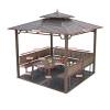 Picture of Four-Post Gazebo with Galvanised Steel Roof, Villa Garden Terrace Sun and Rain Shelter