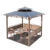 Picture of Outdoor Four-Post Gazebo Tent with Polycarbonate Roof for Garden, Courtyard and Worksite