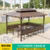 Picture of Four-Post Gazebo with Galvanised Steel Roof, Villa Garden Terrace Sun and Rain Shelter