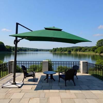 Commercial Roman Patio Umbrella, Large Outdoor Shade for Balcony, Garden and Market Stalls
