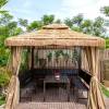 Picture of Outdoor Gazebo with Faux Thatched Straw Roof, Shade Shelter for Courtyard and Guesthouse