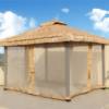 Picture of Outdoor Gazebo with Faux Thatched Straw Roof, Shade Shelter for Courtyard and Guesthouse