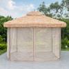 Picture of Outdoor Gazebo with Faux Thatched Straw Roof, Shade Shelter for Courtyard and Guesthouse