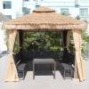 Picture of Outdoor Gazebo with Faux Thatched Straw Roof, Shade Shelter for Courtyard and Guesthouse