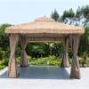 Picture of Outdoor Gazebo with Faux Thatched Straw Roof, Shade Shelter for Courtyard and Guesthouse