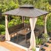 Picture of Large Gazebo Canopy with Galvanised Steel Roof, Garden Terrace Sun and Rain Shelter