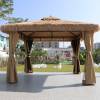 Picture of Outdoor Gazebo with Faux Thatched Straw Roof, Shade Shelter for Courtyard and Guesthouse