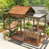 Picture of Outdoor Carbonised Timber Gazebo with Swing Daybed, Patio Garden Sun Shelter
