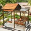 Picture of Outdoor Carbonised Timber Gazebo with Swing Daybed, Patio Garden Sun Shelter