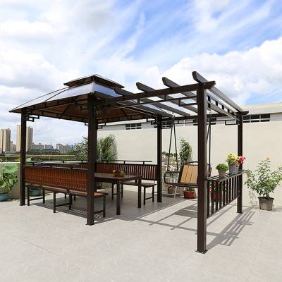 Outdoor Aluminium and Treated Timber Pergola with Grape Trellis for Garden and Terrace