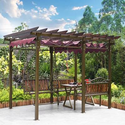 Outdoor Carbonised Timber Grape Pergola, Rot and Water Resistant, UV Protected, Garden Gazebo