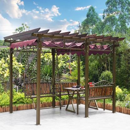 Picture of Outdoor Carbonised Timber Grape Pergola, Rot and Water Resistant, UV Protected, Garden Gazebo