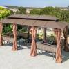 Picture of Wrought Iron Pergola Gazebo, Outdoor Villa Garden Terrace Rain and Sun Shelter
