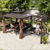 Picture of Galvanised Steel Pergola Gazebo with Solid Timber for Outdoor Villa Garden and Rooftop