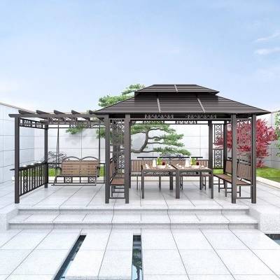 Outdoor Garden Gazebo Pergola, Treated Timber, Four-Post Pavilion, Galvanised Roof Shade