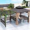 Picture of Outdoor Garden Gazebo Pergola, Treated Timber, Four-Post Pavilion, Galvanised Roof Shade