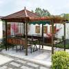 Picture of Aluminium Pergola Gazebo with Swing, Table and Chairs, Treated Timber, Outdoor Garden