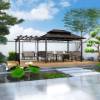 Picture of Outdoor Garden Gazebo Pergola, Treated Timber, Four-Post Pavilion, Galvanised Roof Shade