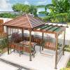 Picture of Aluminium Pergola Gazebo with Swing, Table and Chairs, Treated Timber, Outdoor Garden