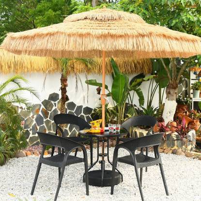 Picture of Outdoor Thatch Umbrella with Centre Pole, Roman Style Straw Garden Parasol