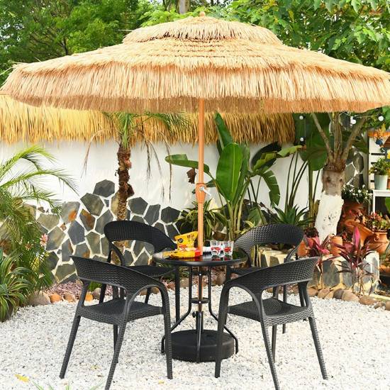 Picture of Outdoor Thatch Umbrella with Centre Pole, Roman Style Straw Garden Parasol