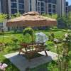 Picture of Outdoor Thatch Umbrella with Centre Pole, Roman Style Straw Garden Parasol
