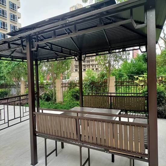 Picture of Extra Large Galvanised Steel Gazebo Pergola with Swing for Courtyard and Rooftop