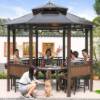 Picture of Outdoor Hexagonal or Octagonal Gazebo with Polycarbonate Roof, Rain and Sun Shelter