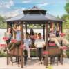 Picture of Outdoor Hexagonal or Octagonal Gazebo with Polycarbonate Roof, Rain and Sun Shelter
