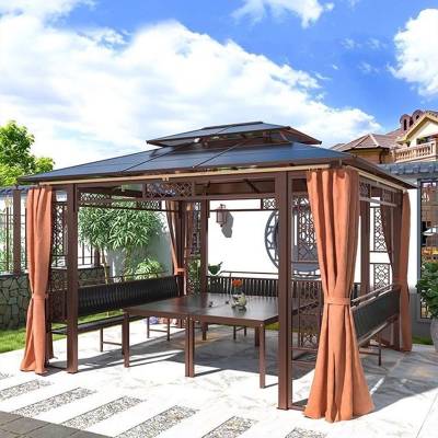 Outdoor Aluminium Gazebo with Wrought Iron Details for Garden, Patio and Rooftop Terrace