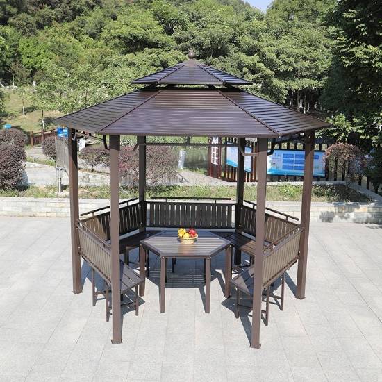 Picture of Hexagonal or Octagonal Gazebo with Galvanised Steel Roof, Garden Rain and Sun Shelter