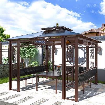 Modern Outdoor Gazebo with Polycarbonate Roof, Villa Garden Terrace Sun Shelter