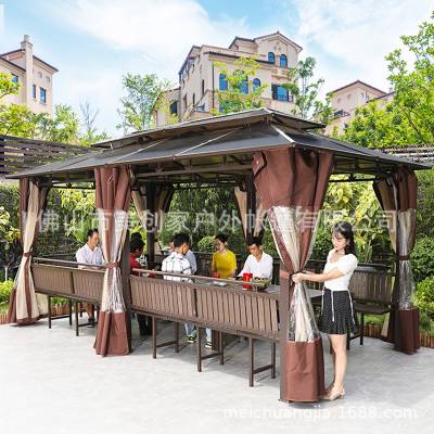 Wrought Iron Gazebo Canopy, Aluminium Sun Shelter for Balcony and Rooftop Garden