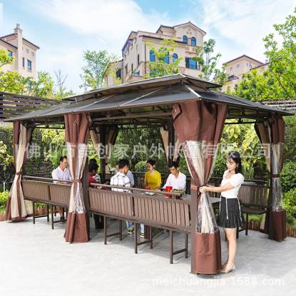 Picture of Wrought Iron Gazebo Canopy, Aluminium Sun Shelter for Balcony and Rooftop Garden