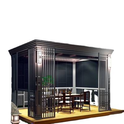 Motorised Louvred Aluminium Alloy Pergola for Outdoor Courtyard and Villa Garden, Sunroom, Modern Pavilion
