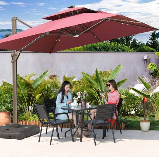 Picture of Outdoor Solar LED Roman Umbrella, Large Garden Patio and Beach Sun Umbrella