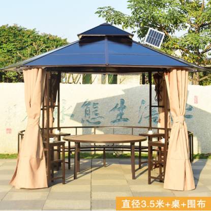 Picture of Round Wrought Iron Gazebo with Polycarbonate Roof, Home Garden and Site Tea Shelter