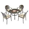 Picture of Cast Aluminium Outdoor BBQ Table and Chair 5-Piece Set with Marble Top