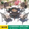 Picture of Cast Aluminium Outdoor BBQ Table and Chair 5-Piece Set with Marble Top