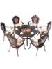 Picture of Cast Aluminium Outdoor BBQ Table and Chair 5-Piece Set with Marble Top
