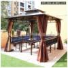 Picture of Aluminium Four-Corner Gazebo with Table, Chairs and Side Curtains, Outdoor Garden Shelter