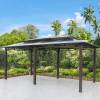Picture of Aluminium Four-Corner Gazebo with Table, Chairs and Side Curtains, Outdoor Garden Shelter